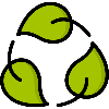 Recycling symbol with green leaves on a white background