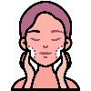Illustration of a person applying cream to their face with a towel on their head.