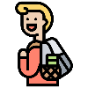 Illustration of a person with a backpack on a white background